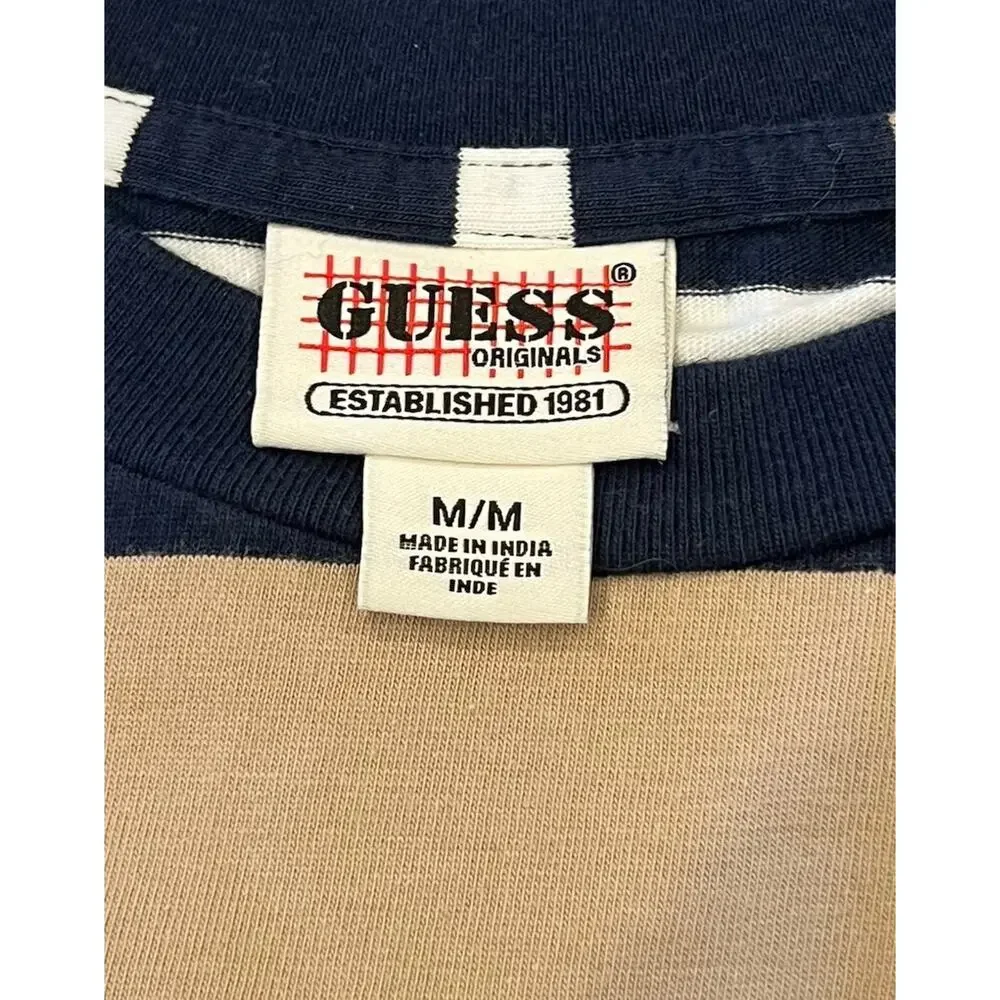 VTG Guess Originals Shirt Men's Striped Embroidered Tee Long Sleeve Size Medium - Picture 4 of 7